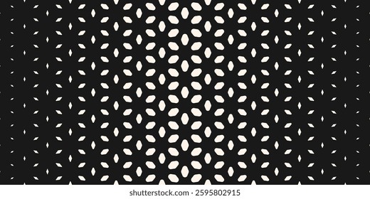 Vector halftone texture with floral silhouettes, leaves, petals, grid. Trendy seamless pattern with gradient transition effect. Modern abstract black and white half-tone background. Repeated design