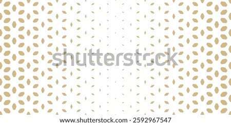 Vector halftone texture with floral silhouettes, leaves, petals, grid. Gold seamless pattern with gradient transition effect. Modern abstract gold and white half-tone background. Repeat geo design
