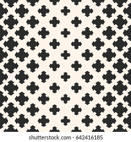 Vector halftone texture, monochrome seamless pattern, gradient transition effect from dark to light. Geometric background with floral shapes, carved crosses. Modern abstract design for prints, covers