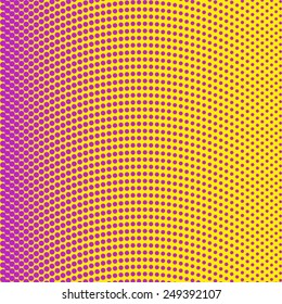 Vector halftone texture violet dots on yellow background