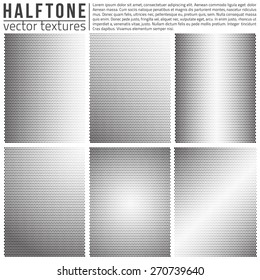 Vector halftone textures set. Analog halftone structure. Overlay vector abstract textures. Abstract vector background. Halftone vector structure. Vector design elements. Dots vector patterns