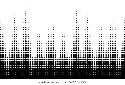 Vector halftone wavy pattern. Half tone circle dots wavy background.  Curved wave gradient texture. 