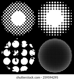Vector halftone white dots illustration. Set background 
