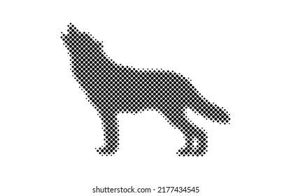 Vector halftone wolf icon.Dotted wolf shape.