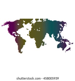 Vector halftone world map. Continents for your design.