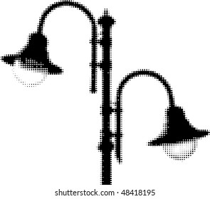 Vector half-tones image of lamps on the lamppost