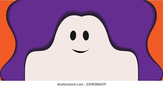 Vector Halloween Abstract Background texture in paper cut style with ghost and copy space. EPS 