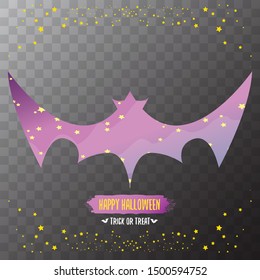 vector halloween abstract bat animal silhouette label with calligraphic text isolated on transparent background. vector happy halloween greeting card, party poster, invitation design template