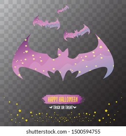 vector halloween abstract bat animal silhouette label with calligraphic text isolated on transparent background. vector happy halloween greeting card, party poster, invitation design template