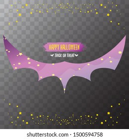 vector halloween abstract bat animal silhouette label with calligraphic text isolated on transparent background. vector happy halloween greeting card, party poster, invitation design template