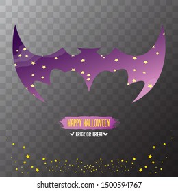 vector halloween abstract bat animal silhouette label with calligraphic text isolated on transparent background. vector happy halloween greeting card, party poster, invitation design template