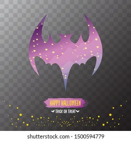 vector halloween abstract bat animal silhouette label with calligraphic text isolated on transparent background. vector happy halloween greeting card, party poster, invitation design template