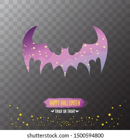 vector halloween abstract bat animal silhouette label with calligraphic text isolated on transparent background. vector happy halloween greeting card, party poster, invitation design template