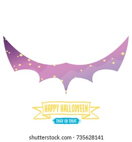 vector halloween abstract bat animal silhouette label with calligraphic text isolated on white background. vector happy halloween greeting card, party poster, invitation design template
