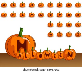 Vector Halloween alphabet on a white background