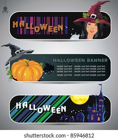 VektorHalloween Art Banner für die Website. Oktober Horizontale Illustrationen festlegen.