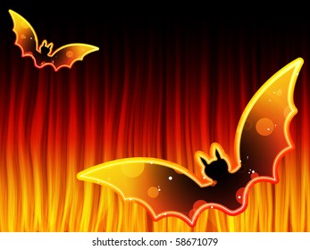 Vector - Halloween Background with Bats and Flames