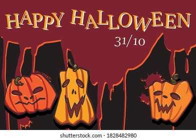 fondo vectorial de halloween, con calabazas de dibujos animados