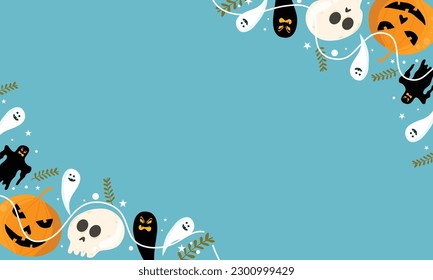 vector halloween background in flat design for happy halloween event trick and treat 