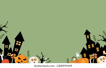 vector halloween background in flat design for happy halloween event trick and treat 