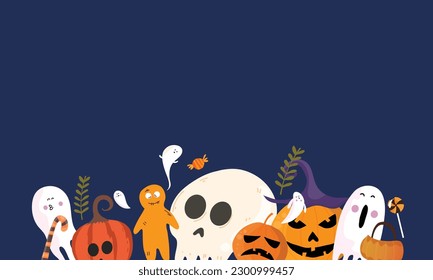 Vektorhalloween Hintergrund in flachem Design für fröhlichen Halloween-Event-Trick und -Behandlung 