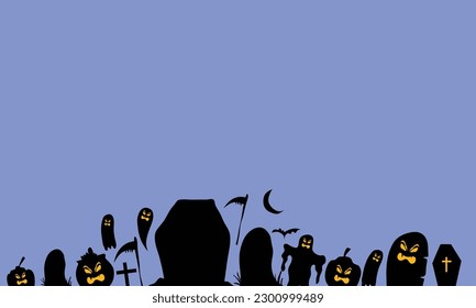 vector halloween background in flat design for happy halloween event trick and treat 