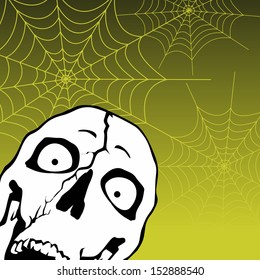 vector halloween background is a ghost and spider web, a text entry field, green background