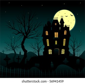 Vector halloween background haunted house