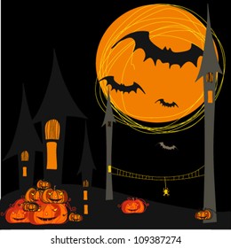 Vector  Halloween  background illustration