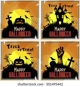 Vector Halloween background illustration set