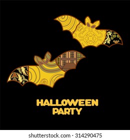 vector halloween background with isolated bat