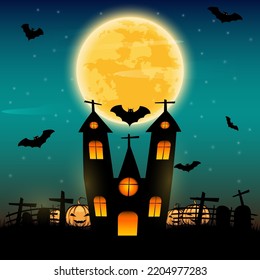 Vektorhalloween Hintergrund auf dem Mond im FestivalGeist
