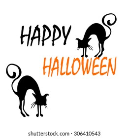 Vector Halloween background orange and black with cats