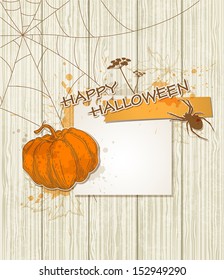 Vector Halloween background with paper and pumpkin
