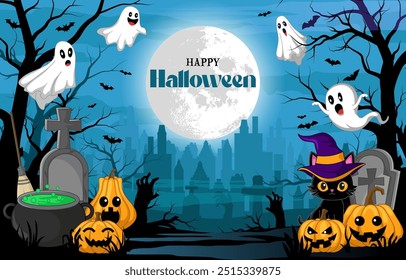 Vector de fondo de Halloween con diseño aterrador. para portada, póster, volante