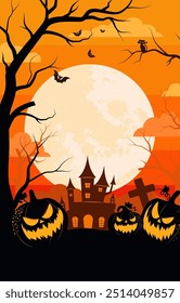 vector of Halloween background with scary elements concept