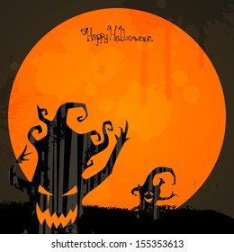 Vector Halloween Background with Scary Trees