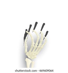 Vector Halloween background with skeleton arm for promotional, party, sale offers, invitations design, banners.