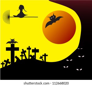 Vector Halloween background with terrible bat
