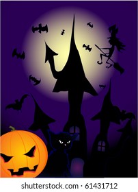 Vector halloween background with various elements