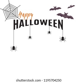 Vector Halloween background white and black with spiders hand drawn. Vector, illustration 10.