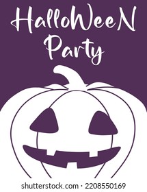 Vector Halloween banner with Halloween pumpkin. Halloween party - modern lettering. Use for event invitation,discount voucher,advertising,greeting card,logo,packaging,textile,web