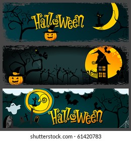 Vector Halloween banner set
