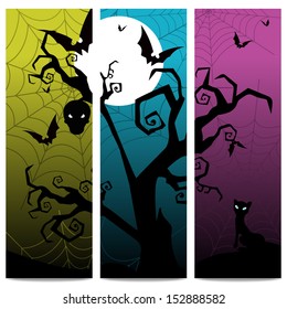 Vector Halloween banners set of background
