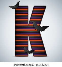 Vector - Halloween Bat Alphabet Letters Stripe Black Orange Purple