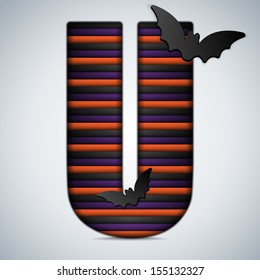 Vector - Halloween Bat Alphabet Letters Stripe Black Orange Purple