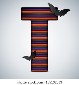 Vector - Halloween Bat Alphabet Letters Stripe Black Orange Purple