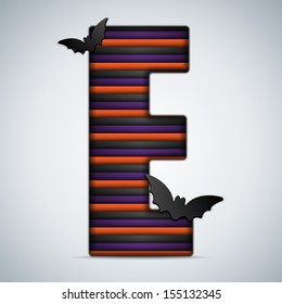 Vector - Halloween Bat Alphabet Letters Stripe Black Orange Purple