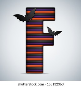 Vector - Halloween Bat Alphabet Letters Stripe Black Orange Purple