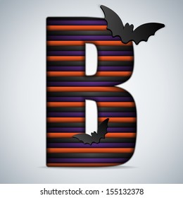 Vector - Halloween Bat Alphabet Letters Stripe Black Orange Purple